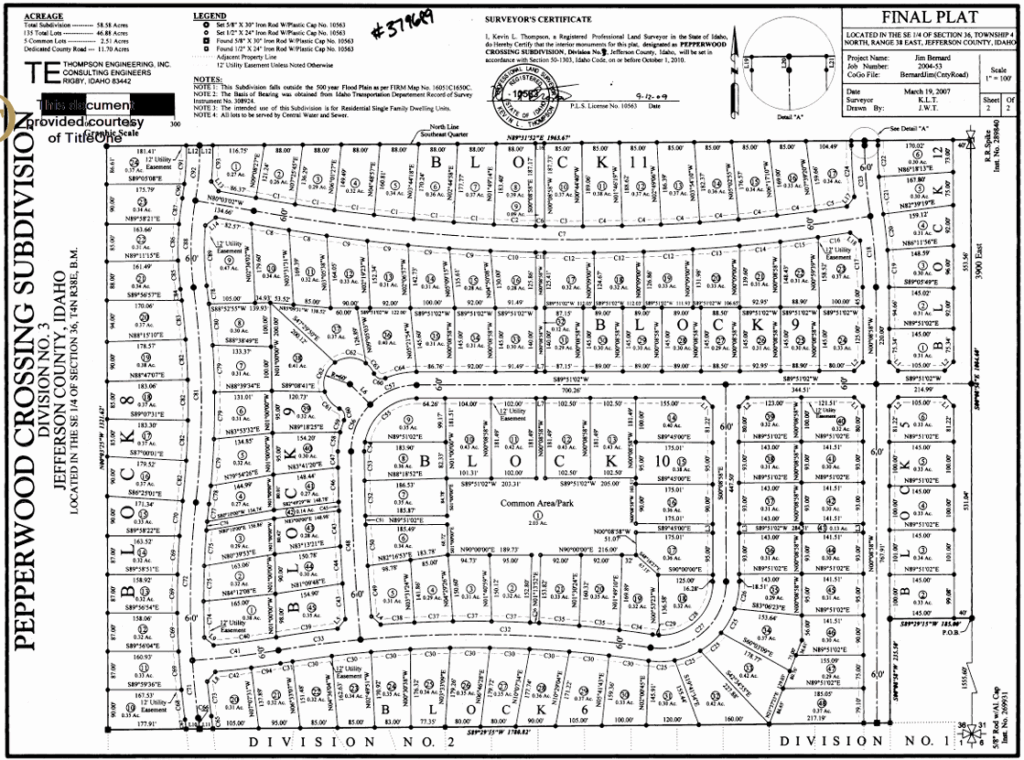 Pepperwood Crossing Div 1 - Plat Map